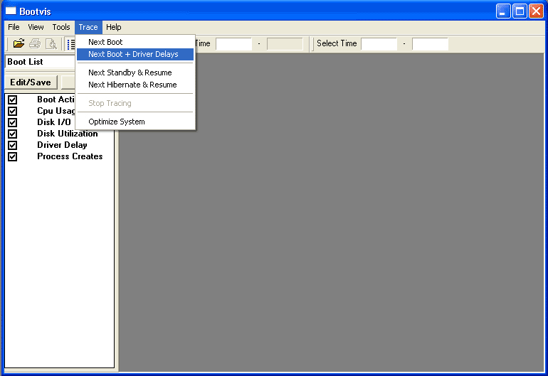 Choisissez Trace, et Next boot + Driver delays